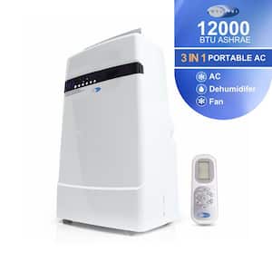 7,000 (DOE) BTU Portable Air Conditioner Cools 400 sq. ft. with Dehumidifier and Remote in White
