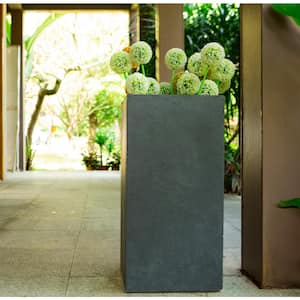 20 in. H Square Charcoal Lightweight Concrete/Fiberglass Indoor Outdoor Elegant Tall Planter