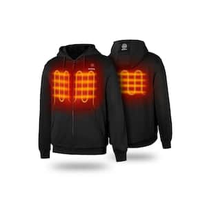 Unisex Small Black 7.38-Volt Lithium-Ion Full-Zip Heated Jacket Hoodie with One 4.8 Ah Battery