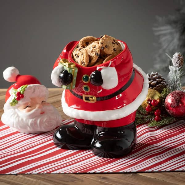 SULLIVANS 13 Whimsical Red White Ceramic Christmas Santa Cookie Jar PN4068 The Home Depot