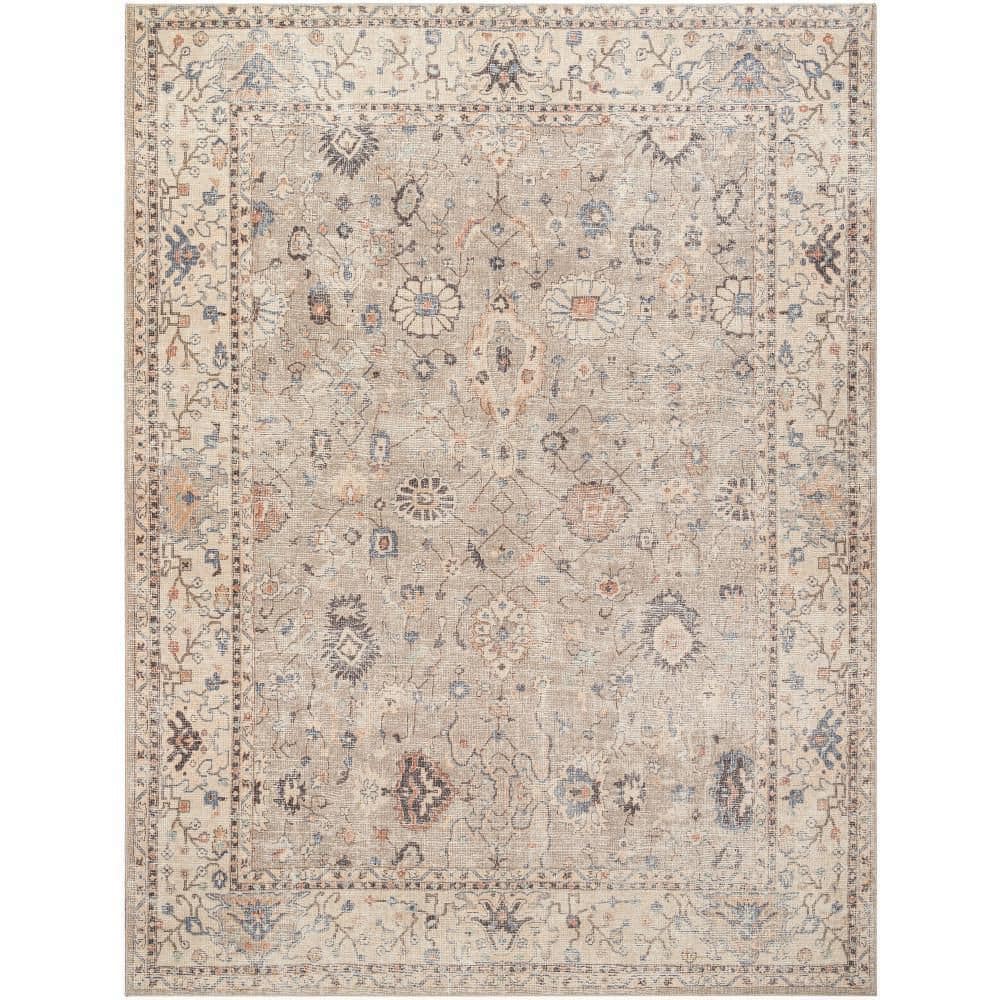 Gray Rectangular Synthetic Medium Pile Area Rug 9'2" x 12'