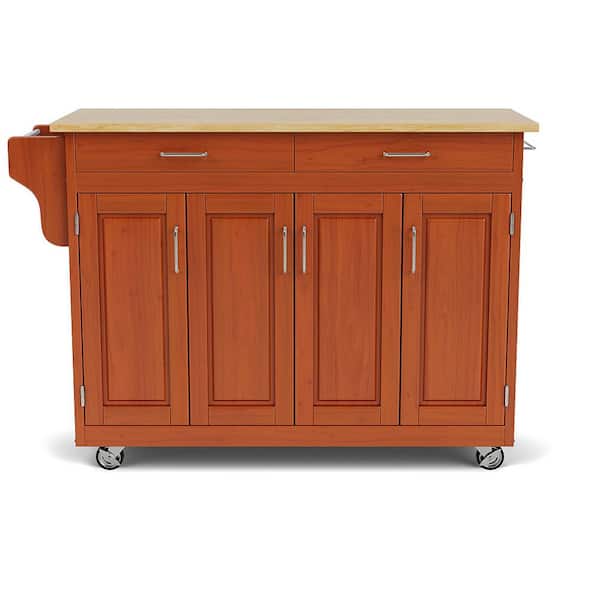 HOMESTYLES Create-a-Cart Warm Oak Kitchen Cart with Natural Wood Top