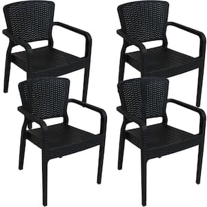 Segonia Black Stacking Plastic Indoor/Outdoor Armchair (Set of 4)