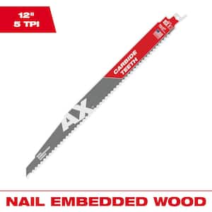 12 in. 5 TPI AX Carbide Teeth Demolition Nail-Embedded Wood Cutting SAWZALL Reciprocating Saw Blade (1-Pack)