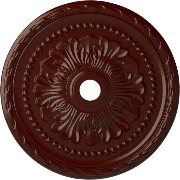 Ekena Millwork 1-3/4" x 31-1/2" x 31-1/2" Polyurethane Palmetto Ceiling Medallion, Brushed Mahogany
