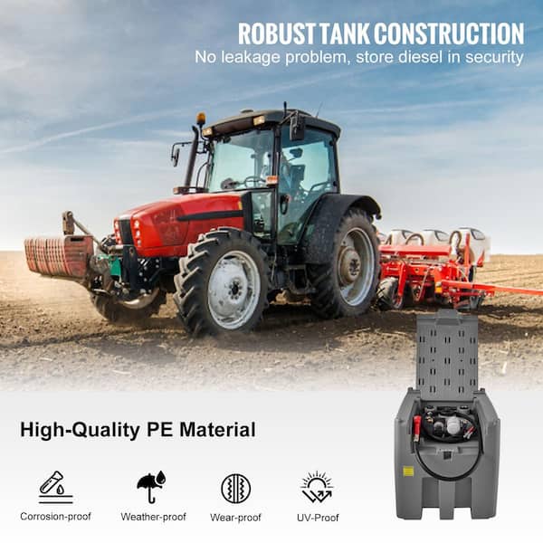 Portable Diesel Tank, 116 Gallon Capacity and 10 GPM Flow Rate, Diesel Fuel Tank with 12V Electric Transfer Pump, Gray