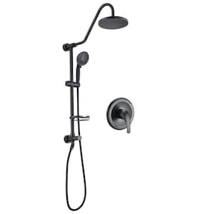 5-Spray Round Wall Bar Shower Kit with Hand Shower with Adjustable Soap Basket in Oil Rubbed Bronze