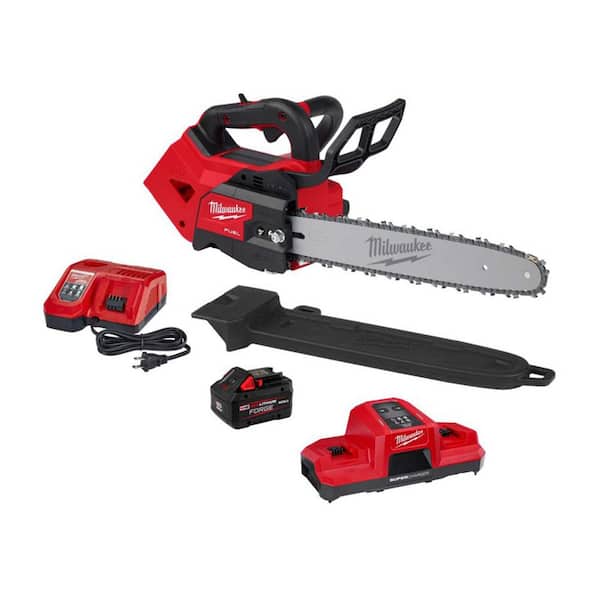 M18 FUEL 14 in. 18V Lithium-Ion Brushless Cordless Battery Top Handle Chainsaw Kit w/ M18 Dual Bay Super Charger