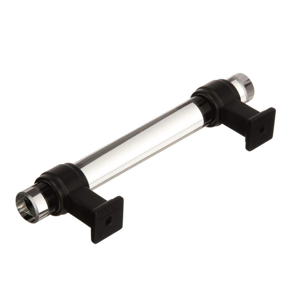 Clear and Black Bronze Glass Cabinet Pull with Mounting Hardware