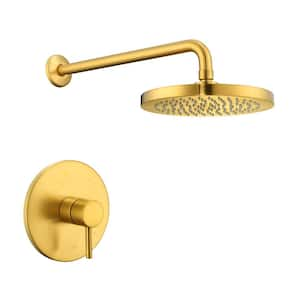 Single Handle 1-Spray Shower Faucet 1.8 GPM with Pressure Balance, Anti Scald in Brushed Gold (Valve Included)