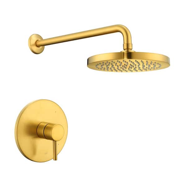 LUXIER Single Handle 1-Spray Shower Faucet 1.8 GPM with Pressure Balance, Anti Scald in Brushed Gold (Valve Included)
