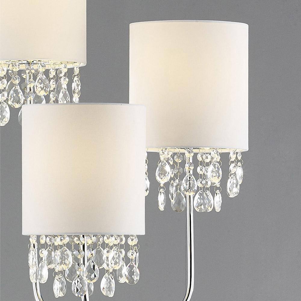 68" Adjustable White Crystal Pendant Floor Lamp