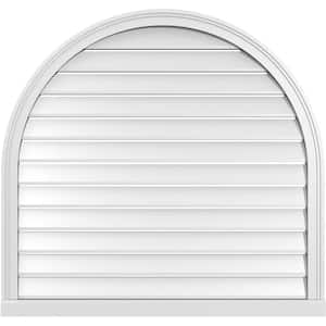 40 in. x 38 in. Round Top White PVC Paintable Gable Louver Vent Functional