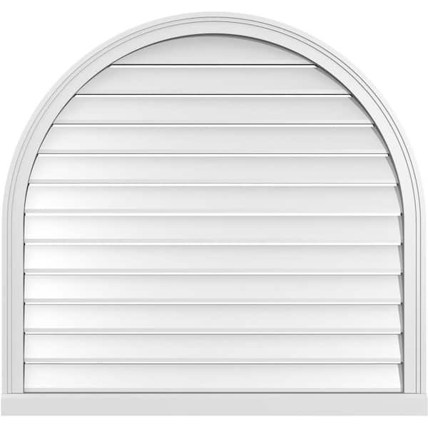 Ekena Millwork 40 in. x 38 in. Round Top White PVC Paintable Gable Louver Vent Functional
