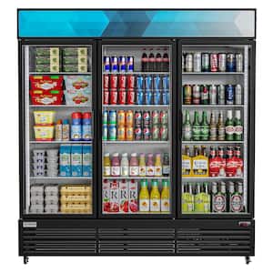 3 Glass Commercial Display Refrigerator Upright Beverage Cooler Merchandiser-56,56 Cu. Ft. Swing Door, Black