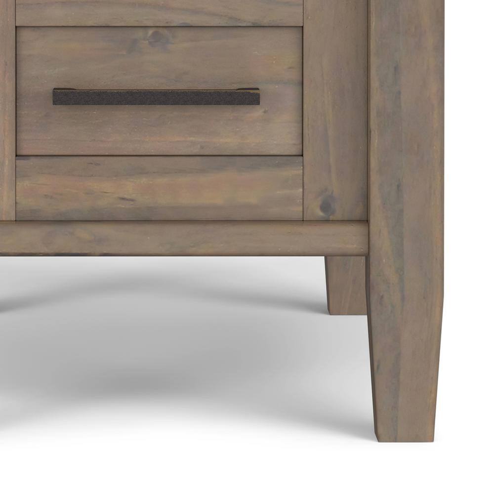 Ela Smoky Brown Solid Wood Narrow End Table with Storage