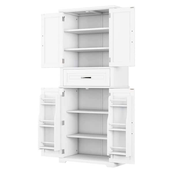 30 in. W x 16 in. D x 72 in. H White Linen Cabinet, Bathroom Storage Cabinet with Multi-Functional Storage Space, Shelf