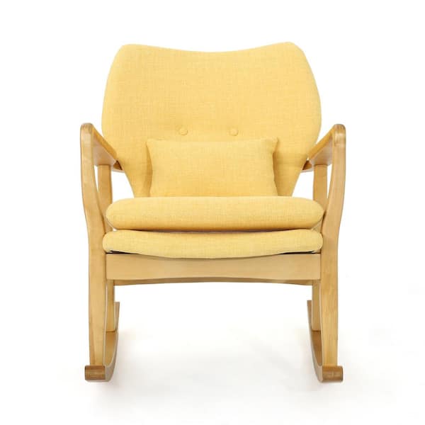 Noble House Benny Yellow Fabric Upholstered Rocking Chair