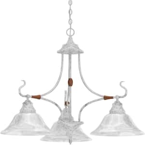 3-Lights Parchment Chandelier with Alabaster Glass Shades