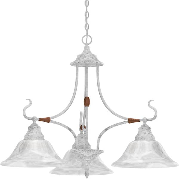Volume Lighting 3 Lights Parchment Chandelier with Alabaster glass shades