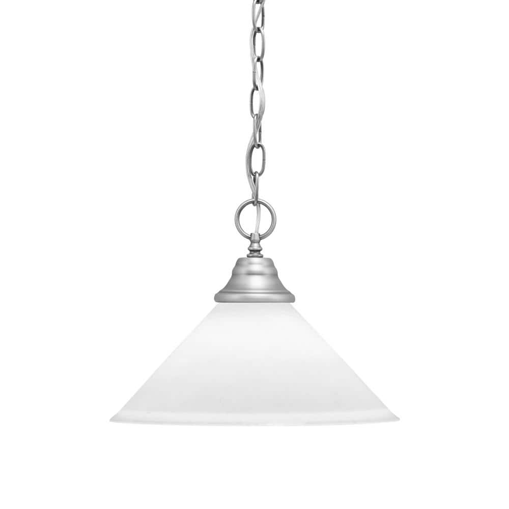 Kingston 100-Watt 1 Light Brushed Nickel Shaded Pendant Light with 12 in. W