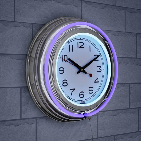 Trademark 3 in. x 14 in. Purple Double Ring Neon Clock 99-1099PR