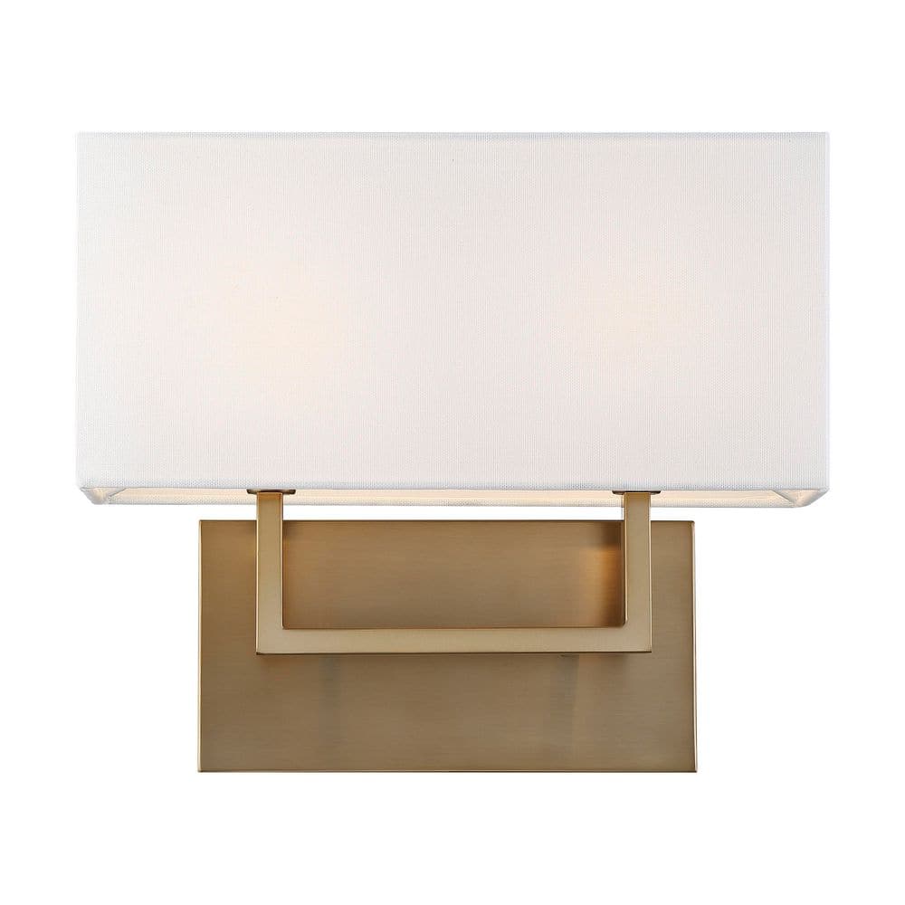 Tribeca 14 in. 2-Light Burnished Brass / White Vanity Light with White Linen Shade price history on PriceWatchPro