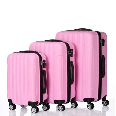 3-Piece Pink Traveling Spinner Luggage Set