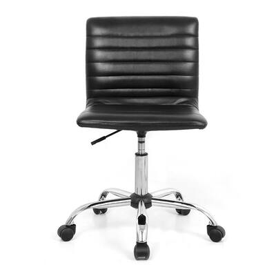 Black Modern Low-Back Adjustable Swivel Armless Desk Chair Office Task Chair with Casters