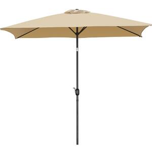 10 ft. Aluminum Outdoor Market Patio Umbrella with Push Button Tilt in Tan