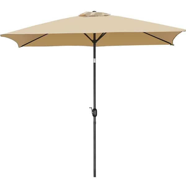Yaheetech 10 ft. Aluminum Outdoor Market Patio Umbrella with Push Button Tilt in Tan