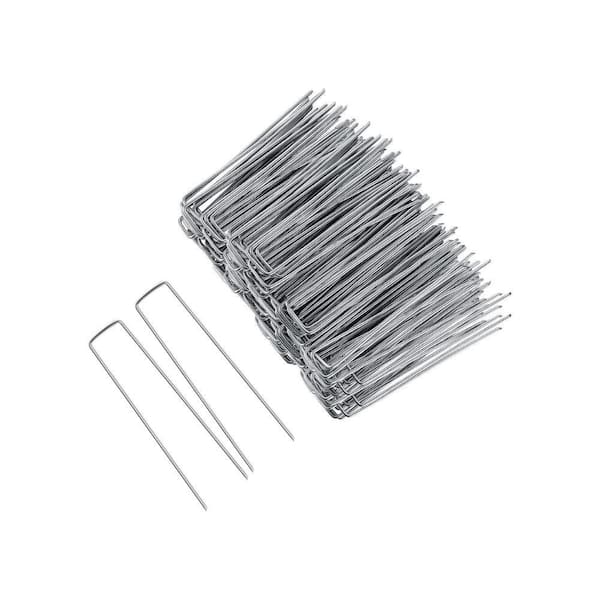 8 in. Galvanized Landscape Staples 11-Gauge Anti-Rust Garden Stakes Landscaping Fabric SOD Pins Yard (100-Pack)