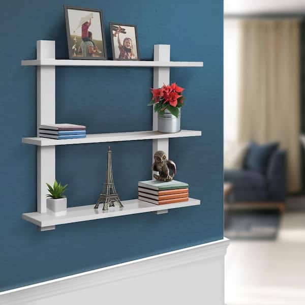 Sorbus 2 Pack Wood Floating Shelves - Modern and Traditional Decor Hanging  Wall Shelves - 24 Inch Long, White