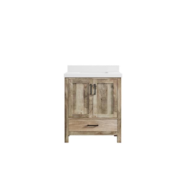 Willow Collections Malibu Mango 30 in. W x 22 in. D x 36 in. H Bath Vanity in Natural with 2 in. White Quartz Top
