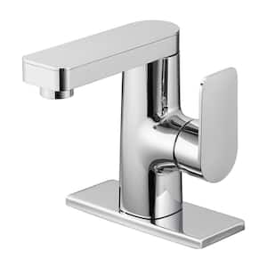 Minimalist Single Handle Single Hole Bathroom Faucet in Chrome