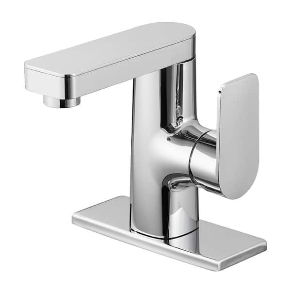 Zalerock Minimalist Single Handle Single Hole Bathroom Faucet in Chrome