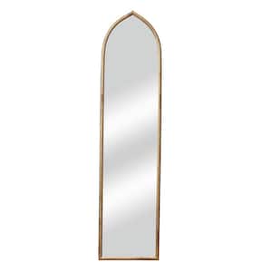 50 in. H x 12.25 in. W Rustic Arched Vintage Metal Frame Antique Gold Full Length Wall Mirror