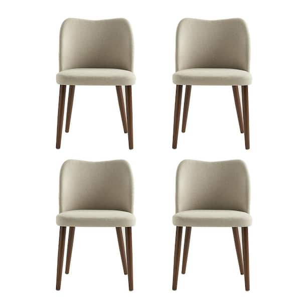 JAYDEN CREATION Eliseo Beige Modern Upholstered Dining Chair with Solid Wood Tapered Legs Set of 4