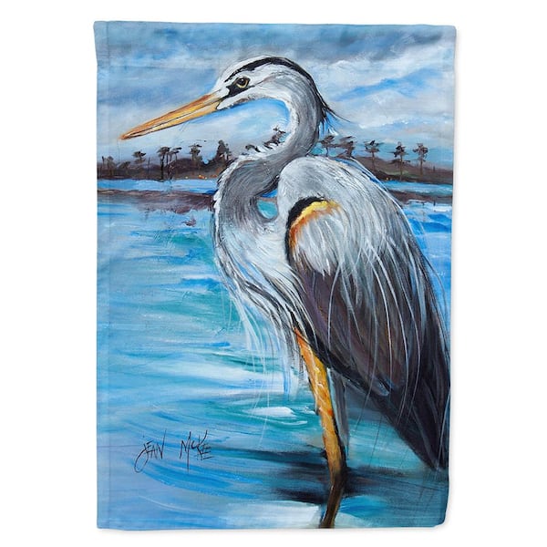 Caroline's Treasures 11 in. x 15-1/2 in. Polyester Blue Heron Gazing 2-Sided 2-Ply Garden Flag