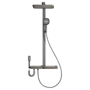 Single Handle 4-Spray Shower Faucet 2.34 GPM Thermostatic Shower System with Anti Scald and 13 in. Shower Head in Gray