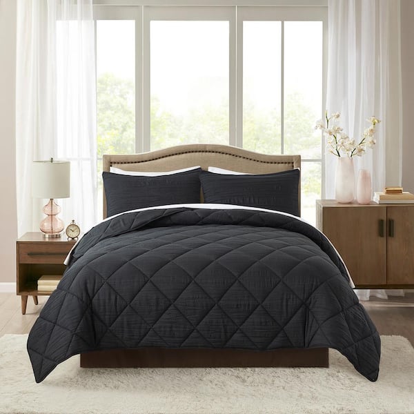 JML 2 Piece Black Microfiber Twin Comforter Set