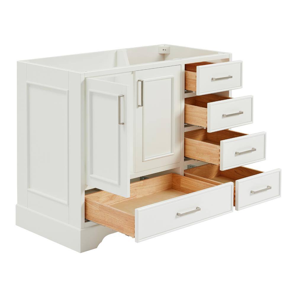 Stafford White Solid Wood 42.75" Freestanding Bathroom Vanity Cabinet