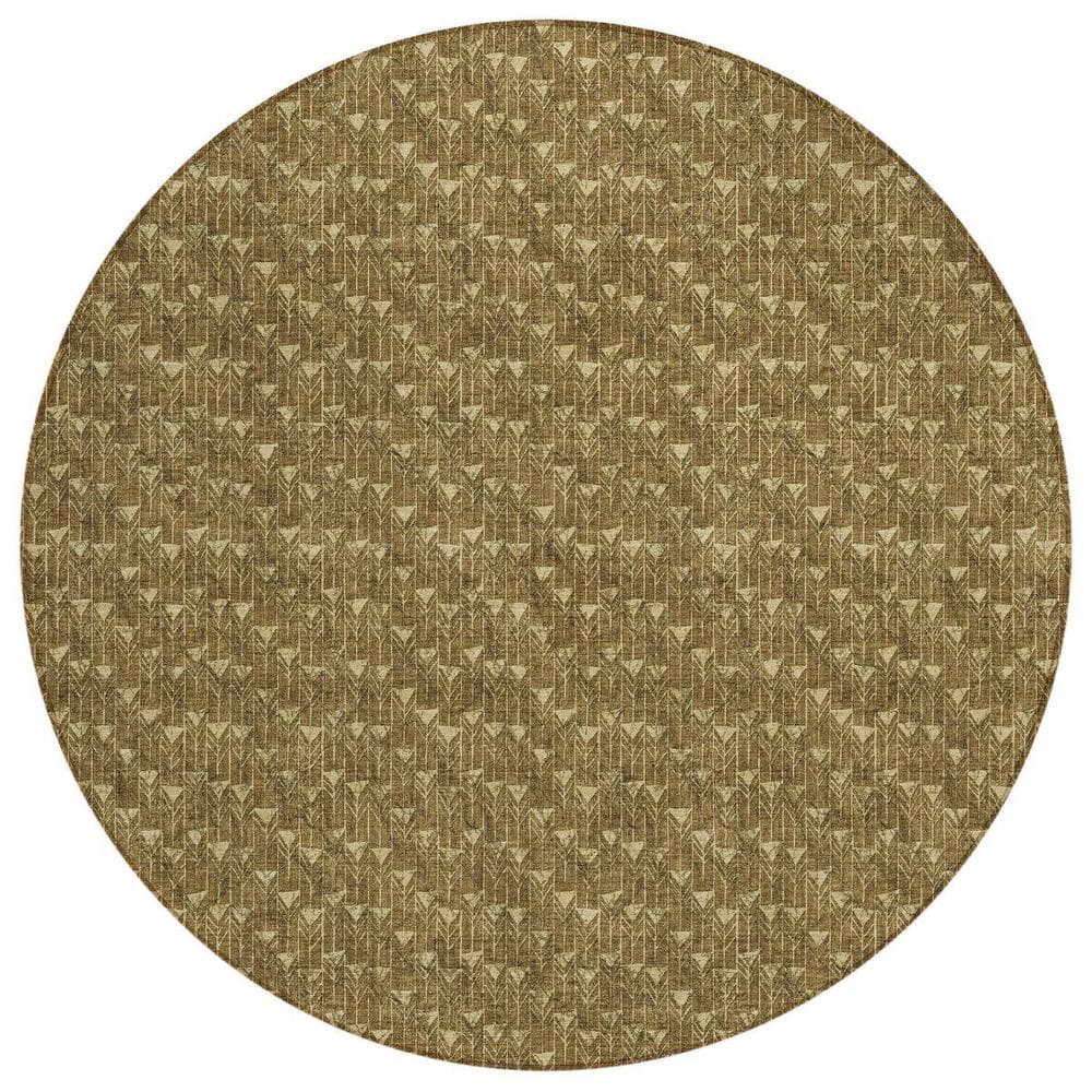Brown 8 ft. Round Geometric Indoor / Outdoor Area Rug price history on PriceWatchPro