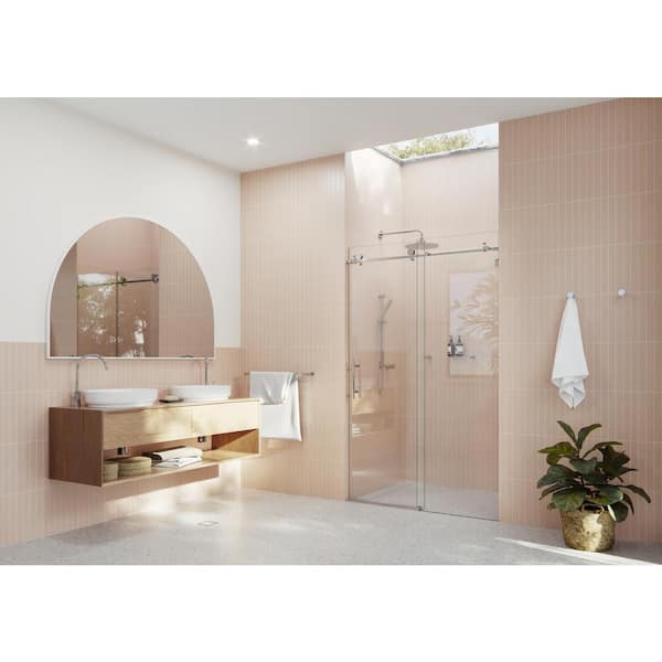 Glass Warehouse 48 in. x 78 in. Frameless Sliding Shower Door in Chrome