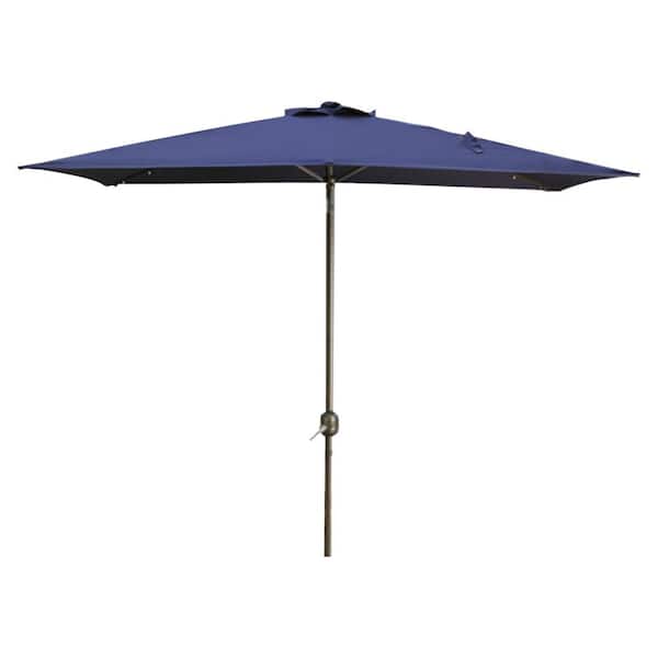 maocao hoom 7.5 ft. Aluminum Pole Market Patio Umbrella with Crank And Push Button Til in Navy