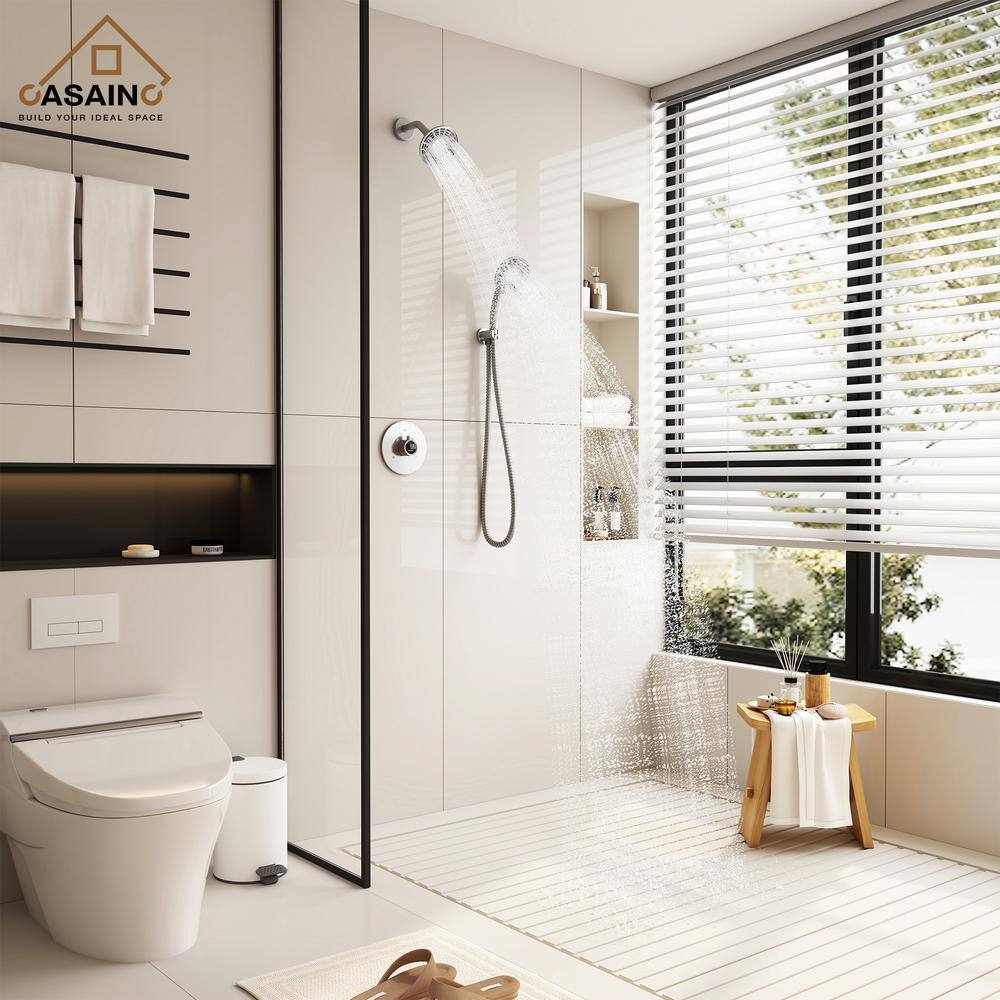 Brushed Nickel Dual-Function Wall Mounted Shower System