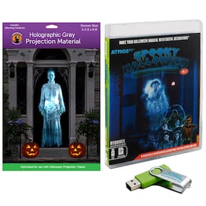 Spooky Halloween Hollusion Digital Decoration Kit Includes 8 AtmosFX Video Effects for Halloween 5.5 ft. x 9 ft. Screen