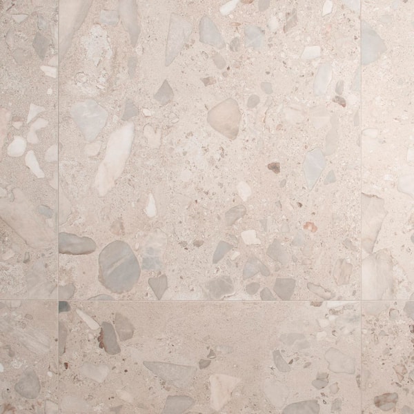 Sarto Grande Sand Beige 35 in. x 35 in. Terrazzo Look Semi-Polished Porcelain Floor and Wall Tile (17.64 sq. ft. / Case)