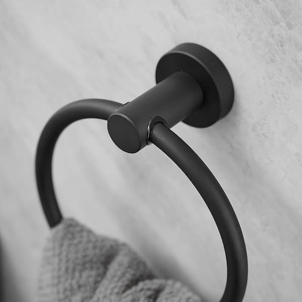 EWFEN Bathroom Hardware Accessories Set 5 Pieces Matte Black Towel Bar Set  Wall Mounted, Stainless Steel, 23.6-Inch