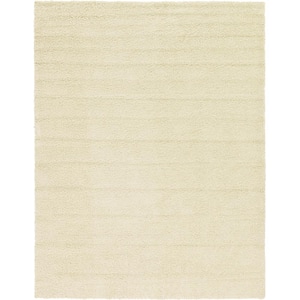 Solid Shag Pure Ivory 10 ft. x 13 ft. Area Rug